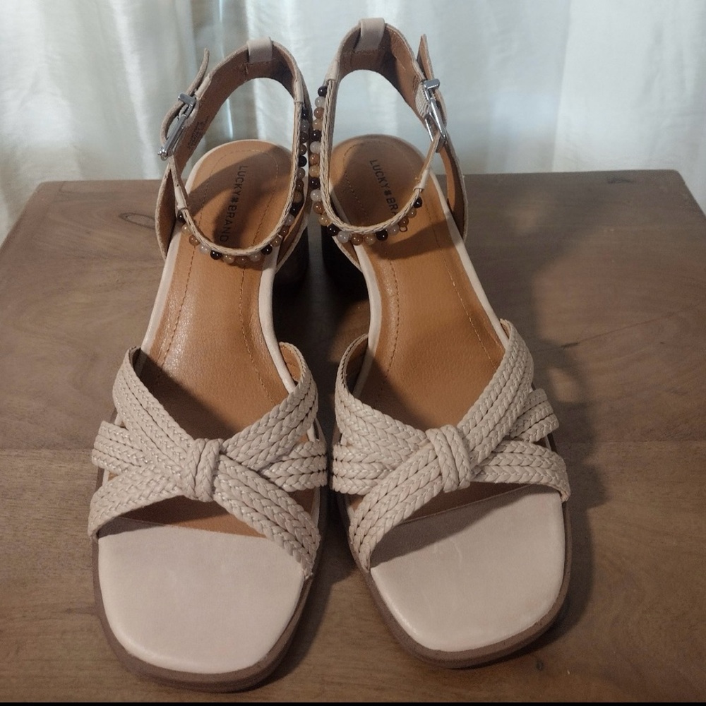 Lucky Brand Cream Braided Sandals